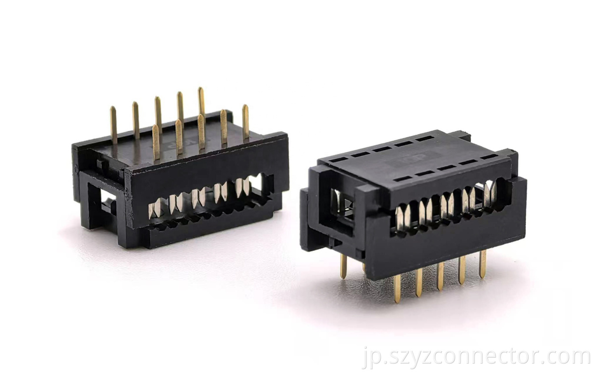 10-Pin IDC Plug with 0.3 Row Pitch Selective Gold Brass Contacts 2.54mm Pitch for Wire Connections